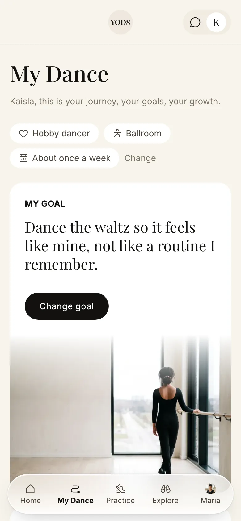 My Dance on a phone: the dancer's own goal and their path.